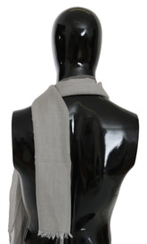 Costume National Gray Fringe Neck Wrap Cotton Scarf